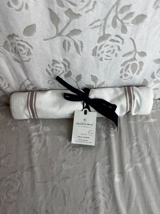 Hearth & Hand Other - NWT Hearth and Hand with Magnolia Brown Stripe Cream Table Runner 14" x 72"